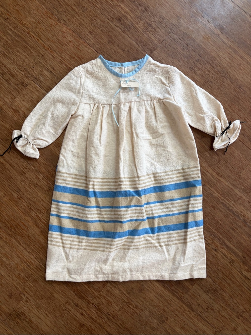 Handmade Vintage Style Girls Nightgown Striped Long Sleeve NWT Size 2-3